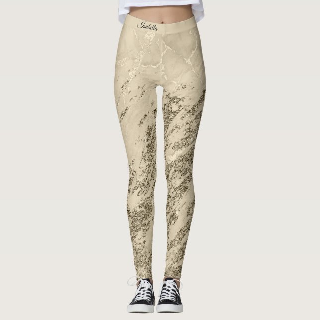 Leggings Parties scintillant de Champagne Gold de luxe Marb (Devant)