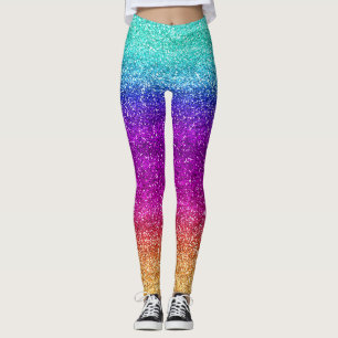 Leggings Parties scintillant de dégradé arc-en-ciel