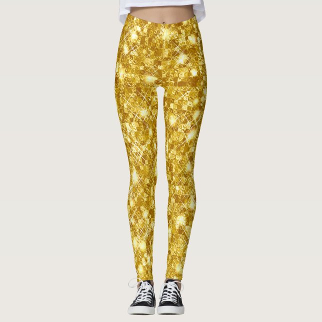 Leggings Parties scintillant de glam métal métal or (Devant)