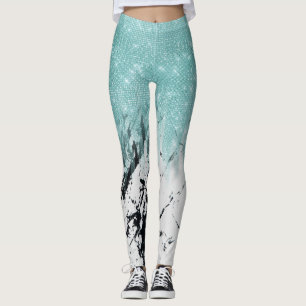 Leggings Parties scintillant de Marbre blanc moderne Sparkl