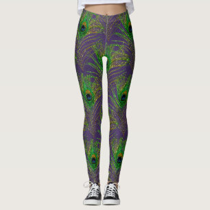 Leggings Parties scintillant de plumage de paon