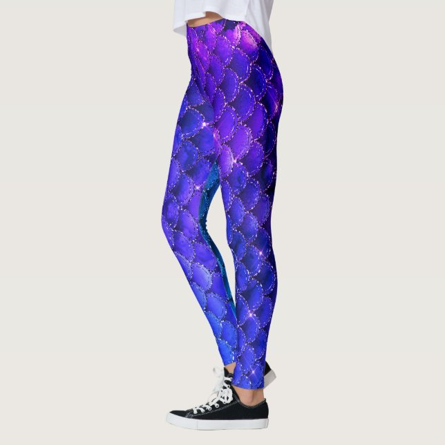 Leggings Parties scintillant de sirène bleue personnalisabl (Gauche)