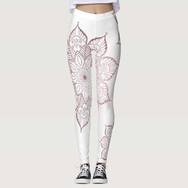 Leggings Parties scintillant des Gold Faux Roses non centré (Devant)