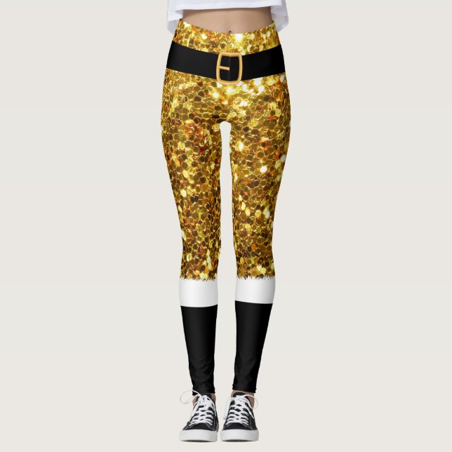 Leggings Parties scintillant d'or de Mme Santa Claus (Devant)