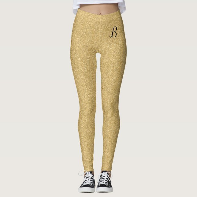 Leggings Parties scintillant d'or Monogramme classique tend (Devant)