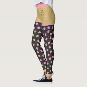 Leggings Parties scintillant D'Or Shorts Coeurs Rose Et Or