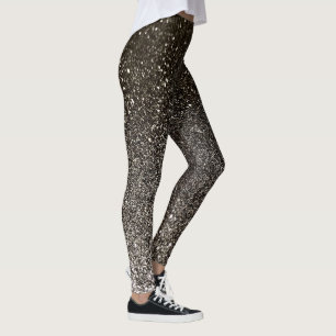 Leggings Parties scintillant en argent noir et blanc Ombre 