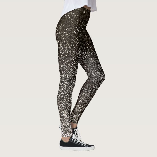 Leggings Parties scintillant en argent noir et blanc Ombre  (Droite)