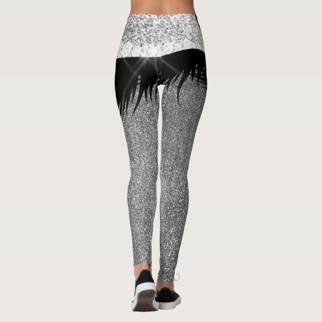 Leggings Parties scintillant en argent Parero brillant étin (Dos)