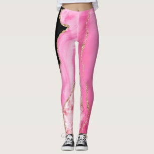 Leggings Parties scintillant en marbre rose Or noir
