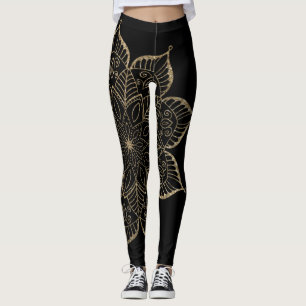 Leggings Parties scintillant en or non centré Mandala sur n