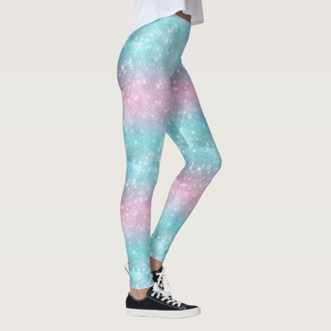 Leggings Parties scintillant et Motif brillant rose/Turquoi (Droite)
