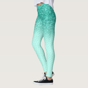 Leggings Parties scintillant fausse turquoise ombre