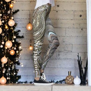 Leggings Parties scintillant festive marbre or beige monogr