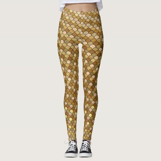 Leggings Parties scintillant Gold Mermaid Balances de poiss (Devant)