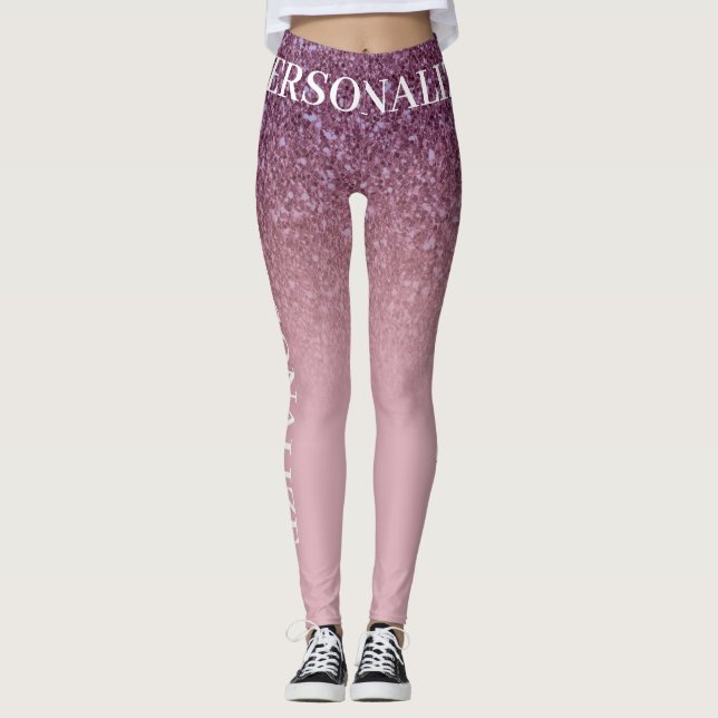 Leggings Parties scintillant Gold rose, Ajoutez Votre Nom O (Devant)
