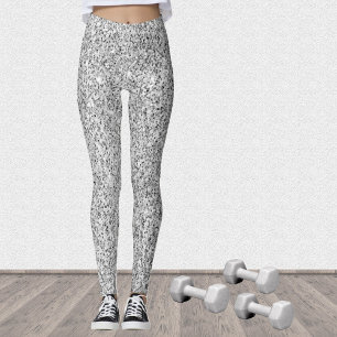 Leggings Parties scintillant gris argenté brillant noir bla