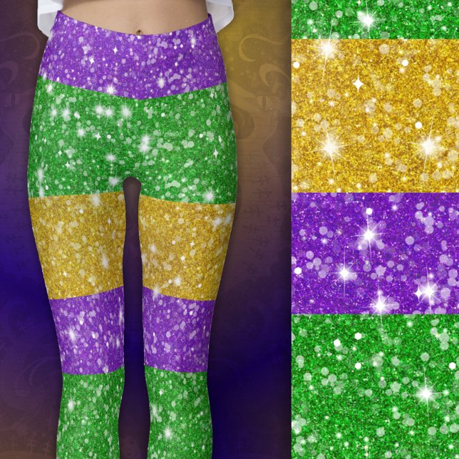 Leggings Parties scintillant Mardi Gras Carnaval en bande c (Close-up)