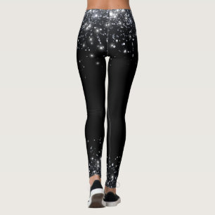 Leggings Parties scintillant moderne Black & Silver
