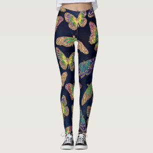 Leggings Parties scintillant Motif d'aquarelle marine