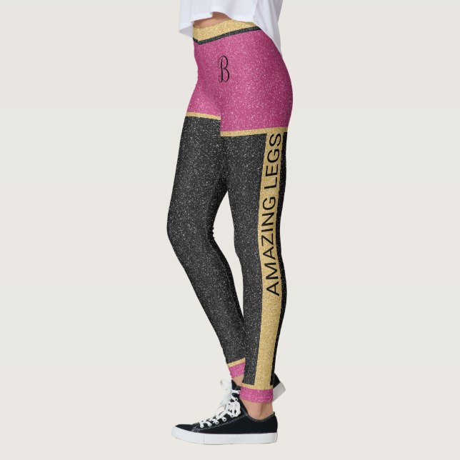 Leggings Parties scintillant Noir Rose Or Chic Personnalisa (Gauche)