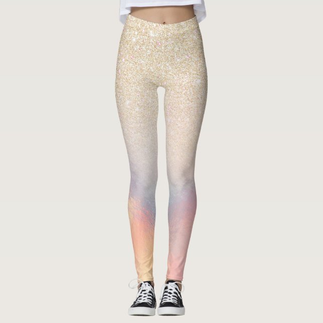 Leggings Parties scintillant Or Chic Iridescente Holographi (Devant)