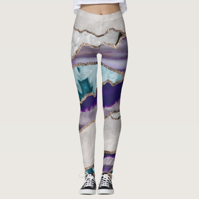 Leggings Parties scintillant or de l'agate d'encre Glam #2  (Devant)