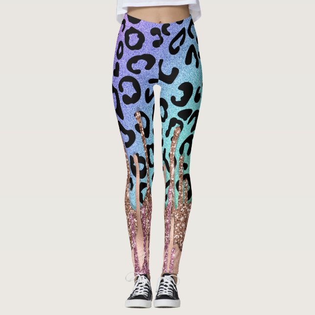 Leggings Parties scintillant or rose et Yoga Empreinte de l (Devant)