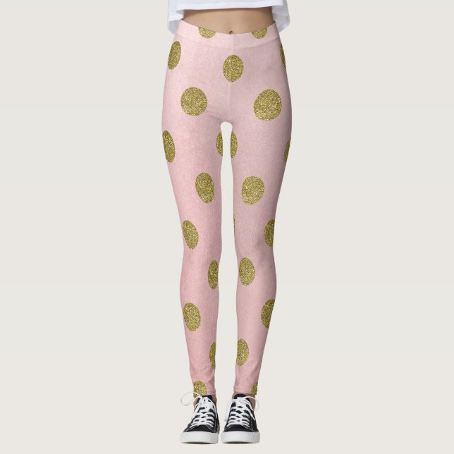Leggings Parties scintillant or rose Rose doux Glam Pois mi (Devant)