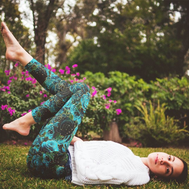 Leggings Parties scintillant or Rose turquoise Glam Floral  (Créateur téléchargé)