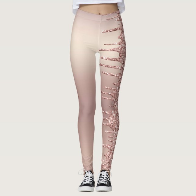Leggings Parties scintillant rose à étincelles - Texte/ Nom (Devant)
