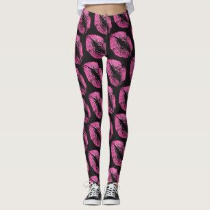 Leggings Parties scintillant rose lèvres moderne Noir