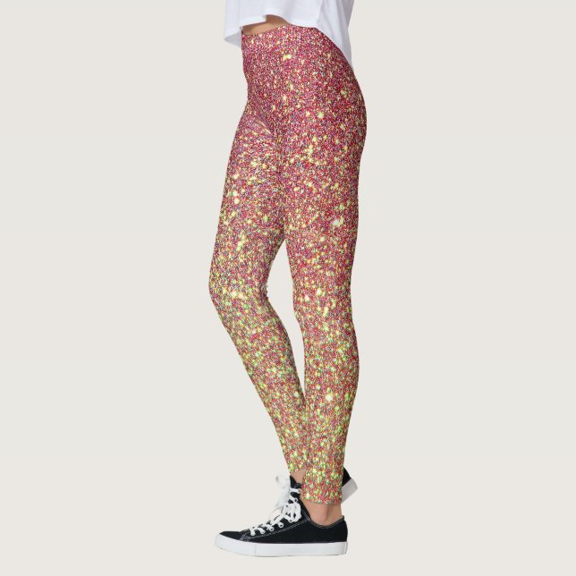 Leggings Parties scintillant Rouge Foncé Et Jaune (Gauche)