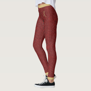Leggings Parties scintillant rouge & noir, Golden Wistband,