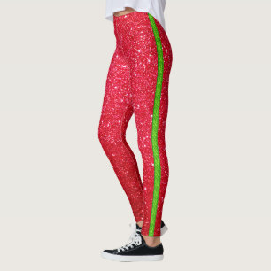 Leggings parties scintillant rouge vif cool