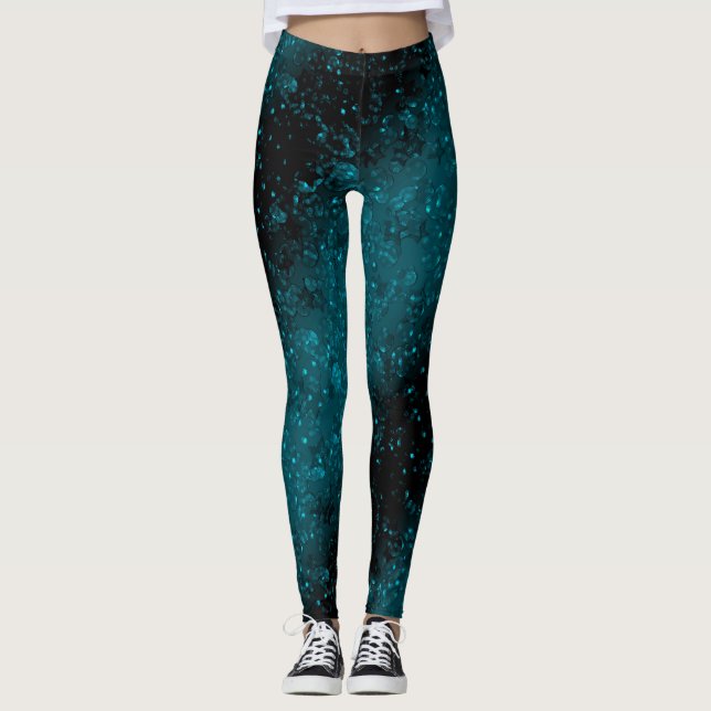 Leggings Parties scintillant scintillant confetti bleu turq (Devant)