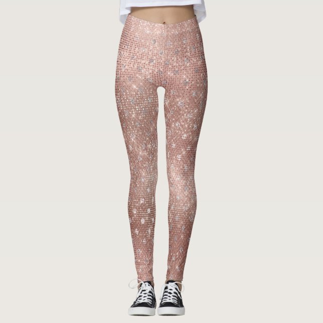 Leggings Parties scintillant Silver Brush Dots Rose Or Spar (Devant)