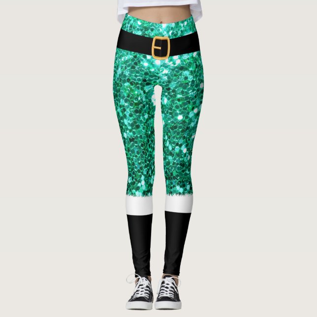 Leggings Parties scintillant verte de Mme Santa Claus (Devant)