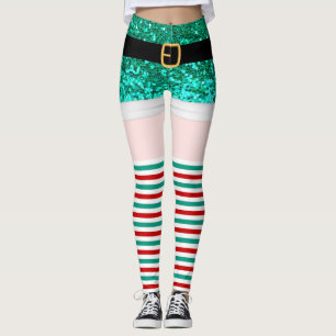 Leggings Parties scintillant verte de Mme Santa Claus