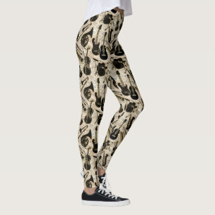 Leggings Partition de musique et instruments Noir/Or ID481