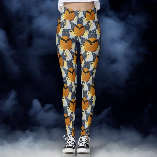 Leggings Pas si éffrayants fantômes orange (Friendly ghost Halloween leggings )