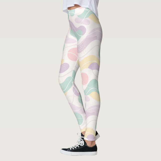 Leggings Pastel Abstract Seamless Pattern Waves and Circles (Gauche)