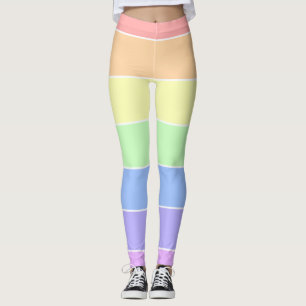 Leggings Pastel Arc-en-ciel Motif à bandes colorées