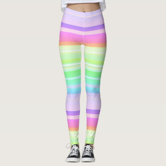 Leggings Pastel arc-en-ciel multicolore rayé