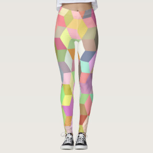 Leggings Pastel Color Printemps & Été Carrés cubes tendance