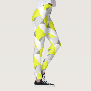 Leggings Pastel concentré Gris Jaune Jambes d'Art Abstrait