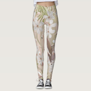 Leggings Pastel Flamant rose Jungle Love #3 #tropical #wall