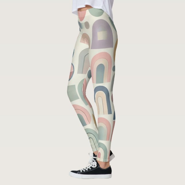 Leggings Pastel Géométrique Moderne Femmes (Gauche)