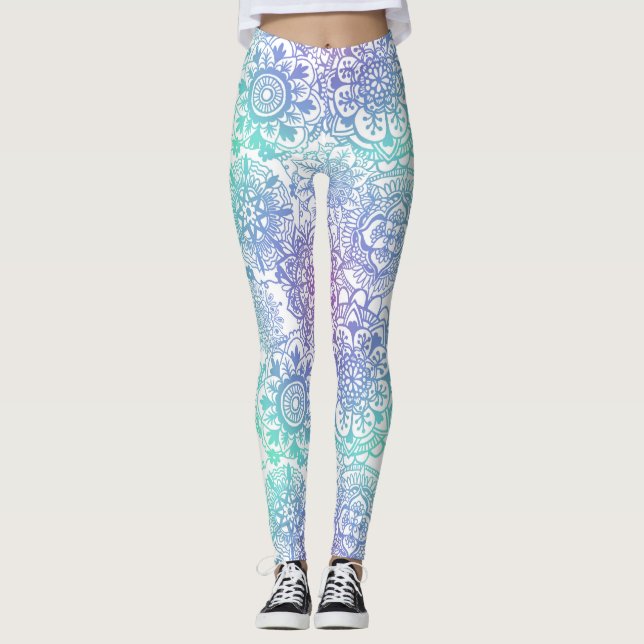 Leggings Pastel Ombre Boho Mandala Motif (Devant)
