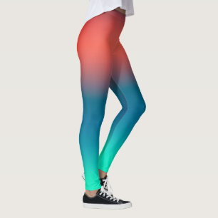 Leggings Pastel Pale Corail Turquoise Art Abstrait